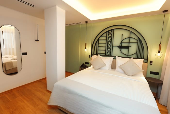 a bed in a room