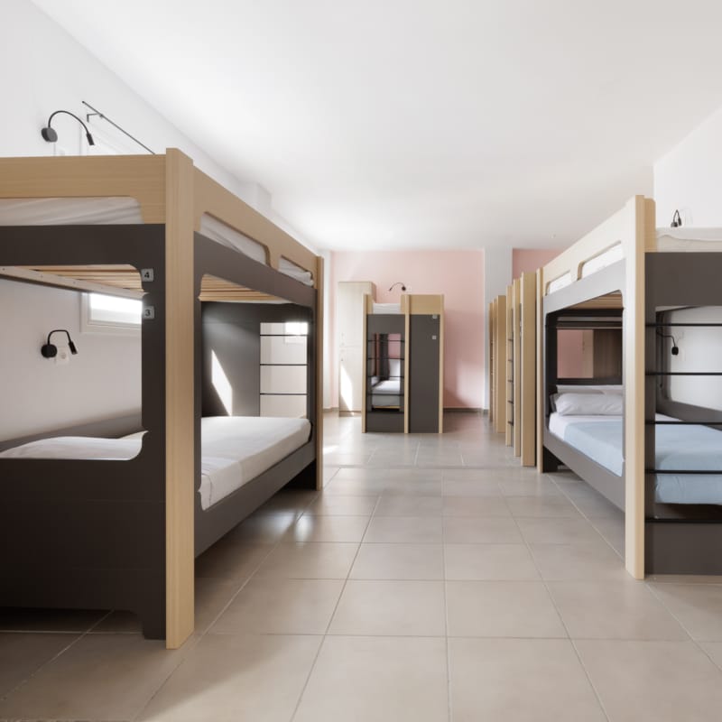 a room with bunk beds