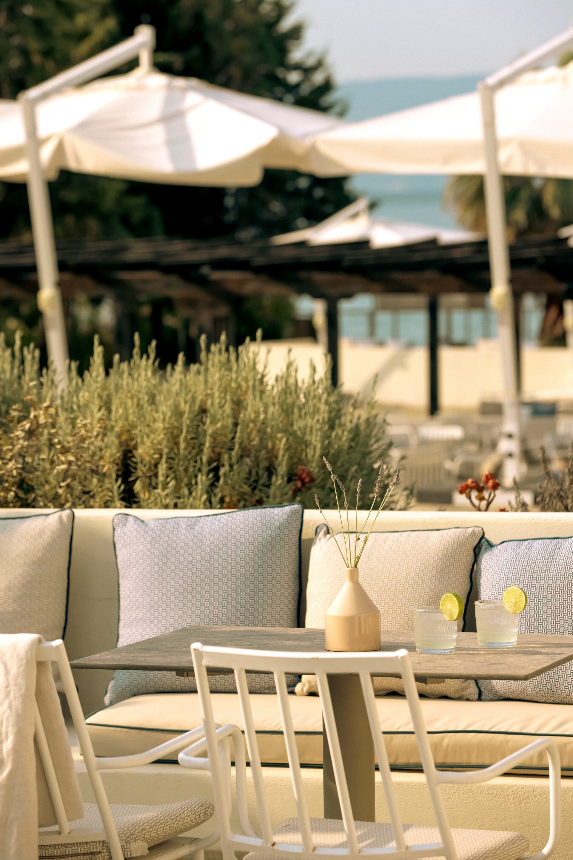 a table and chairs outside