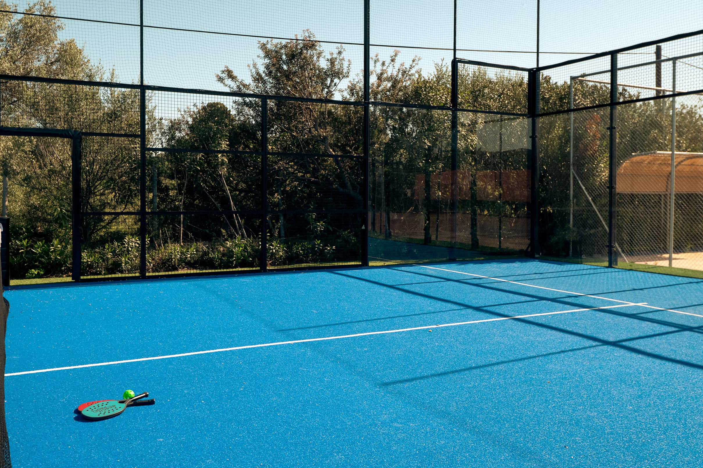 a tennis court with a net
