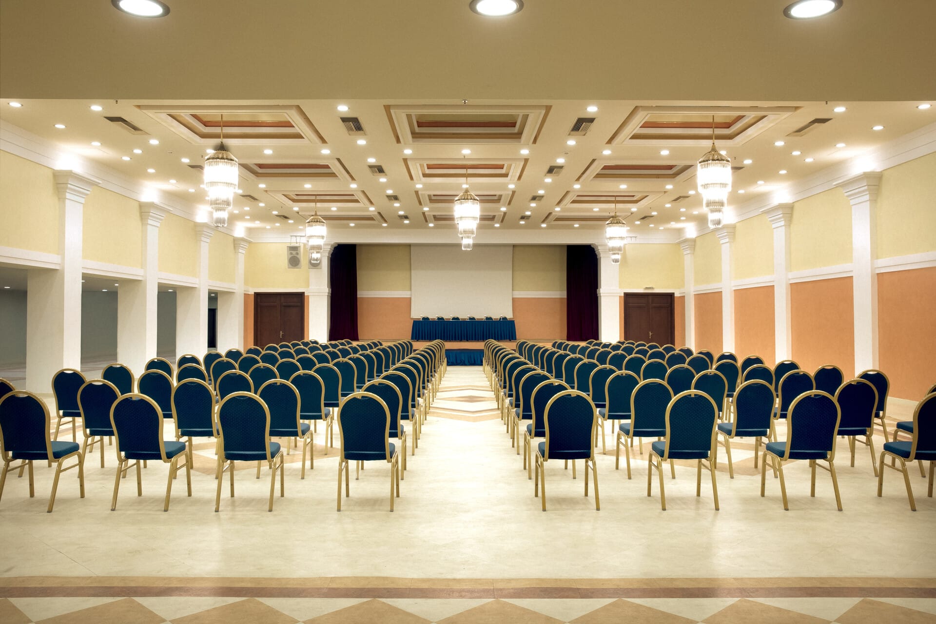 a room with a table and chairs