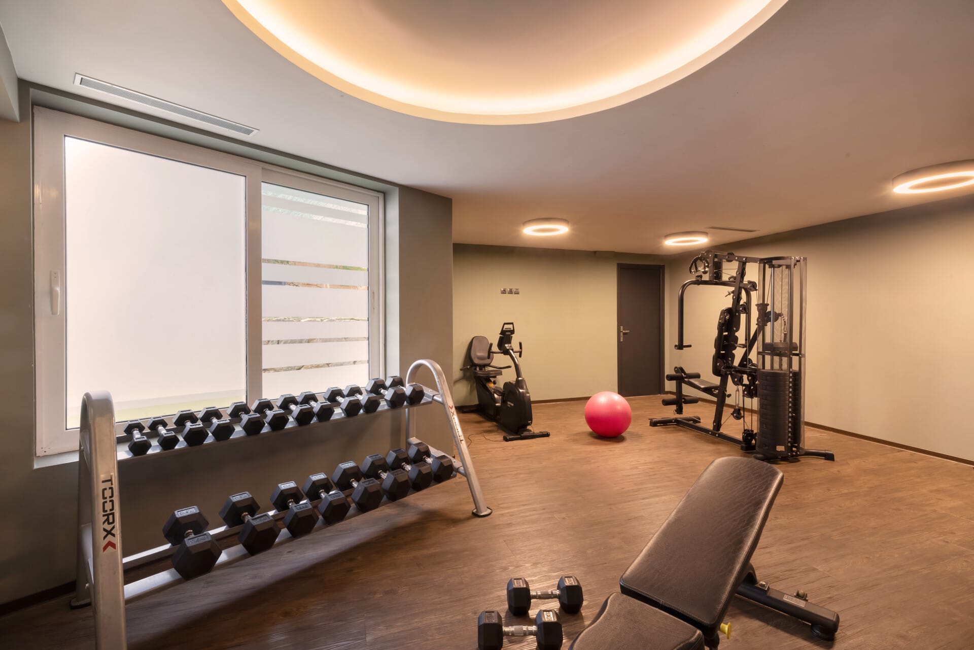 a gym with exercise equipment