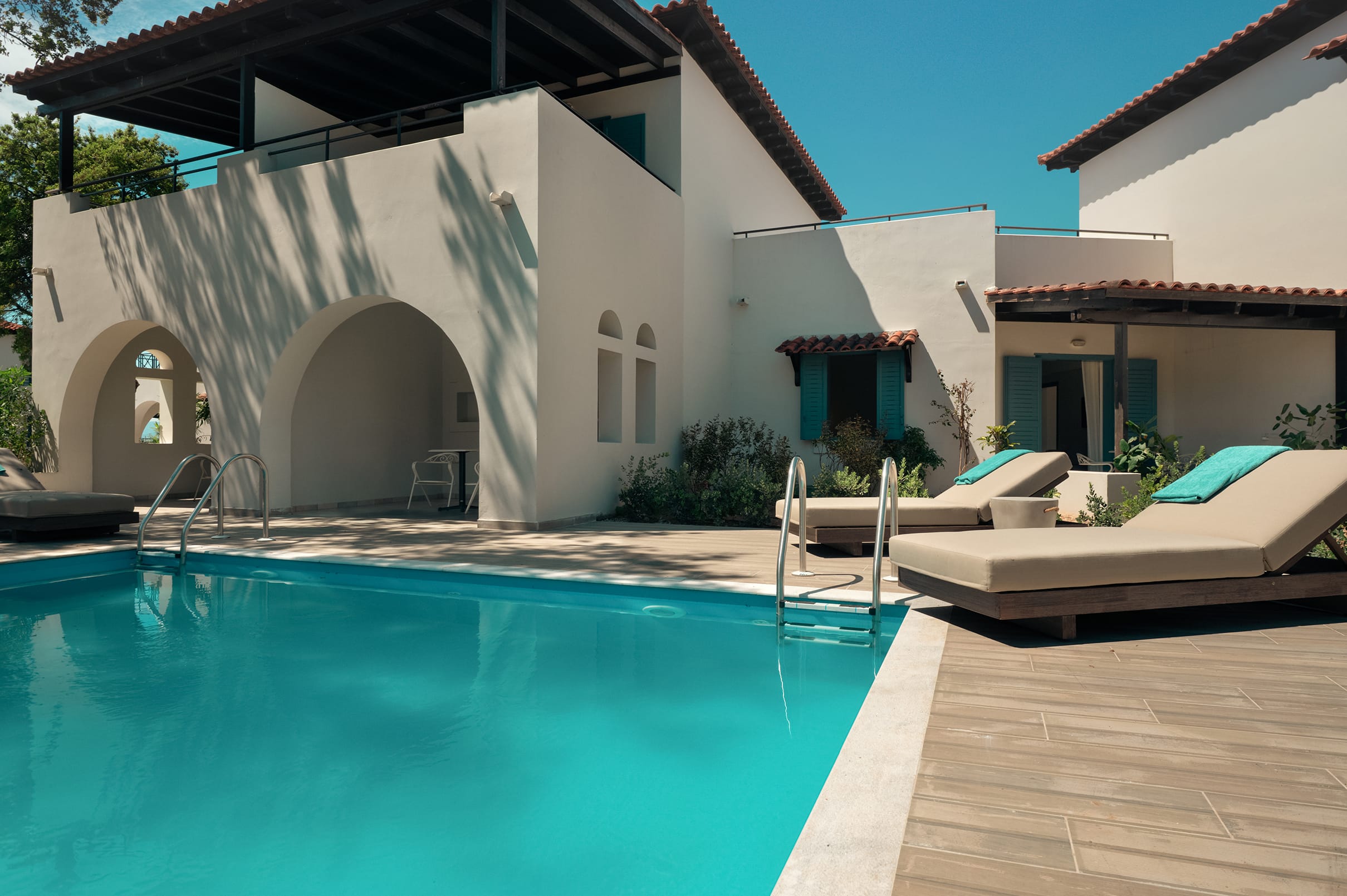 a swimming pool in a backyard
