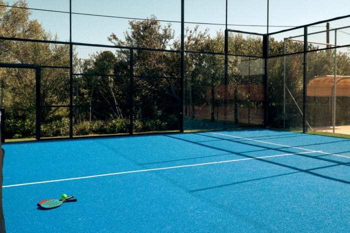 a tennis court with a net