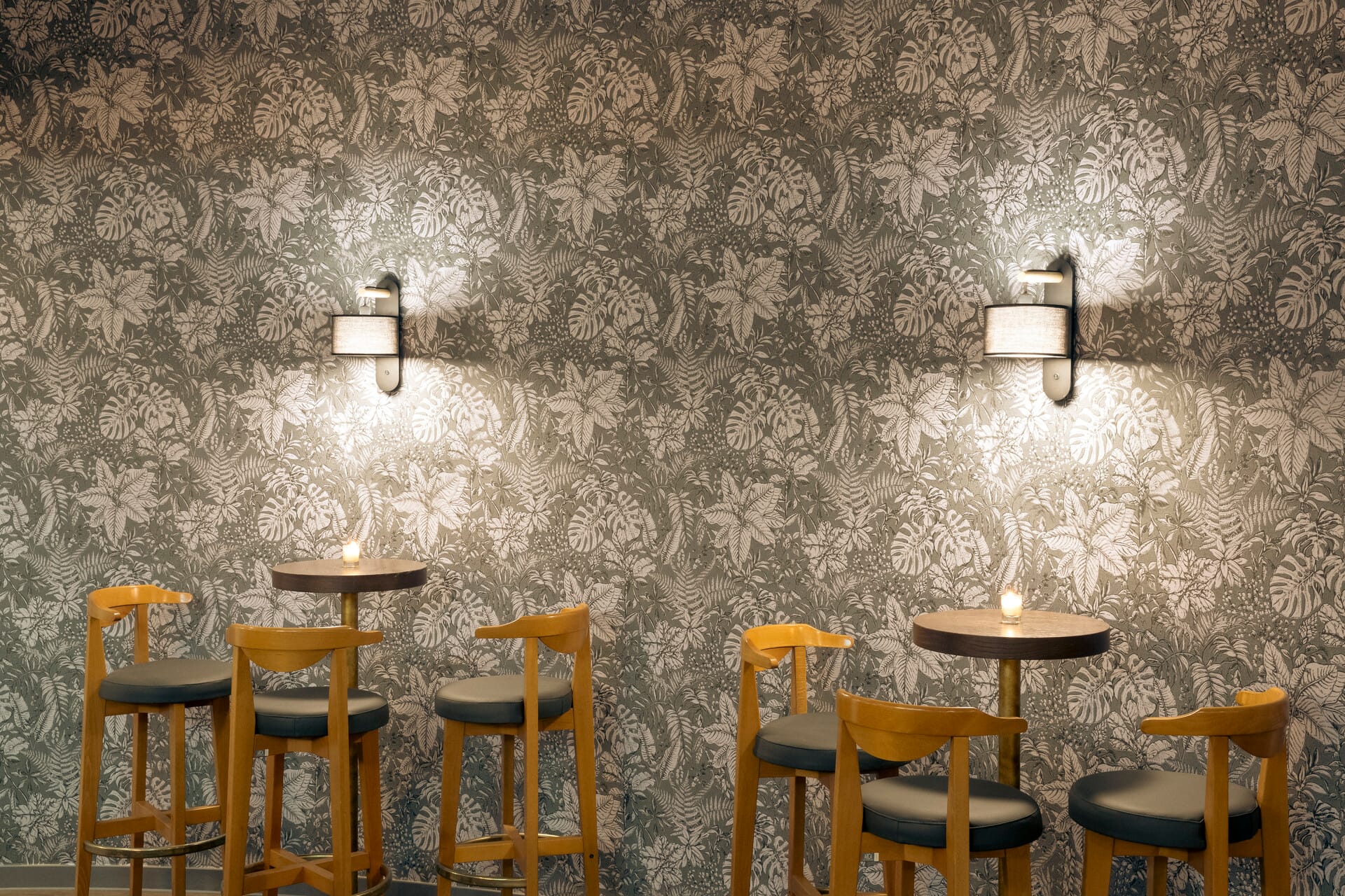 a room with tables and chairs