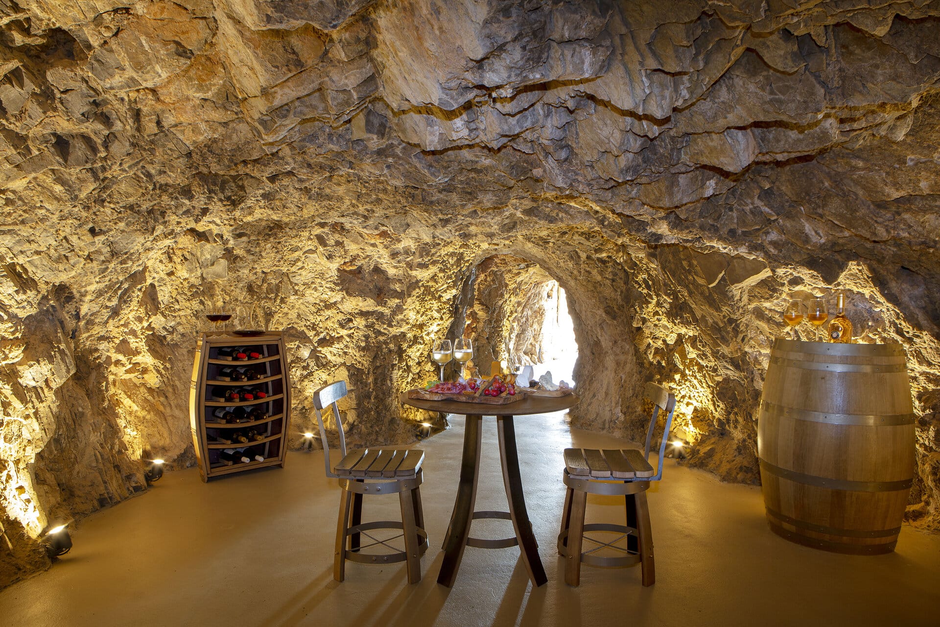 a room with a table and chairs