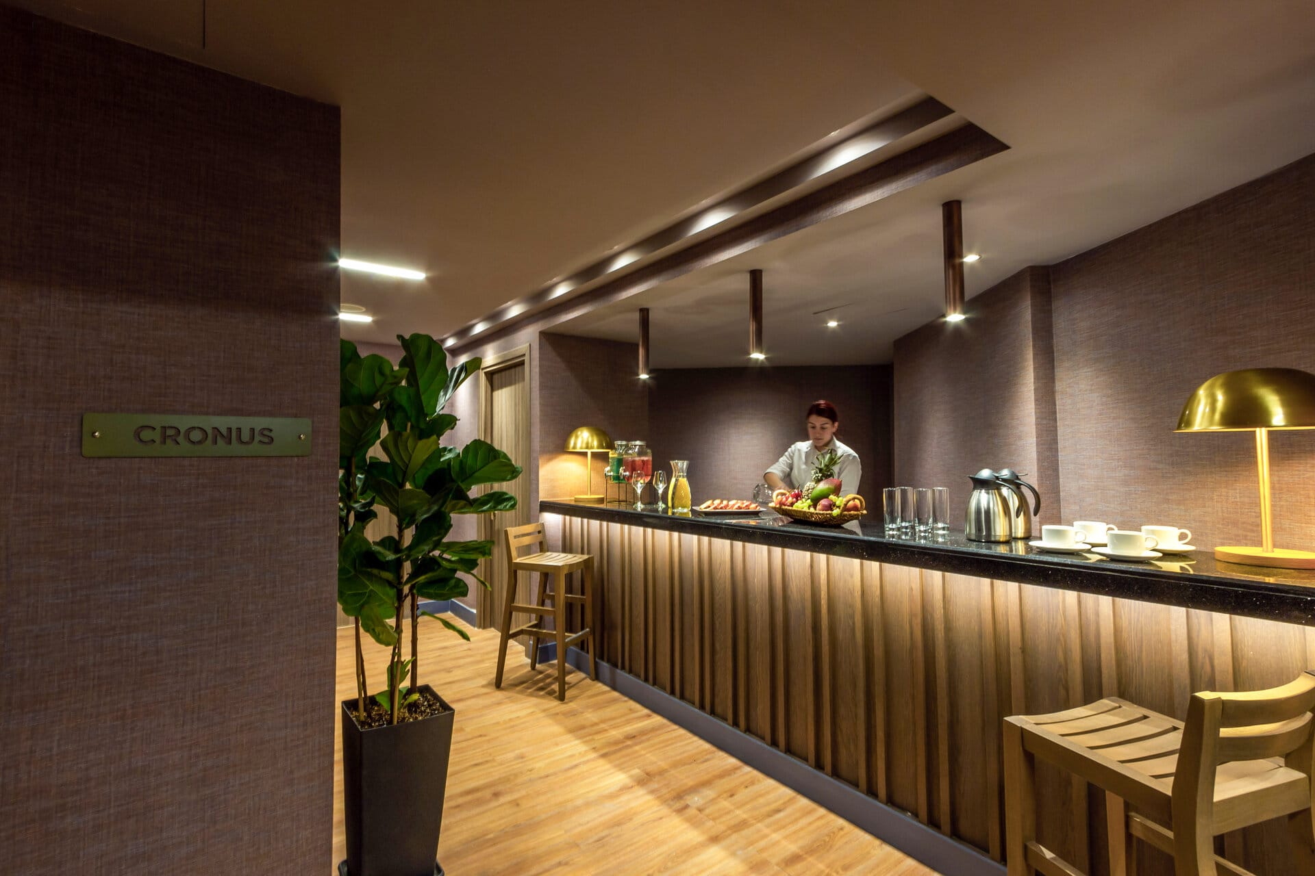 a person behind a counter